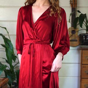 Slinky Red Silk Reformation Wrap Dress